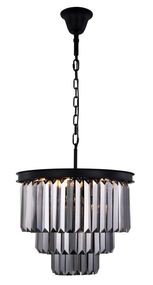 Polished Nickel Finish Elegant Lighting Sydney Collection 1201D20PN-SS/RC 9-Light Pendant Lamp with Royal Cut Silver Shade Crystals